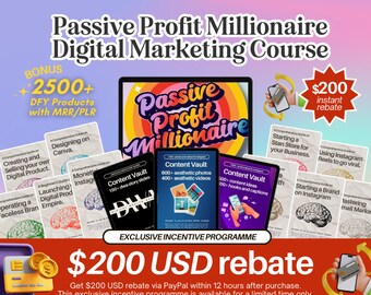 Curso millonario de ganancias pasivas MRR Master Derechos de reventa para ingresos pasivos Paquetes de marketing digital para revender el curso digital PLR DFY