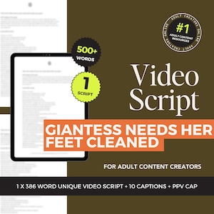 Giantess a besoin de ses pieds nettoyés Script vidéo - OnlyFans, Fansly, Reddit, Snapchat