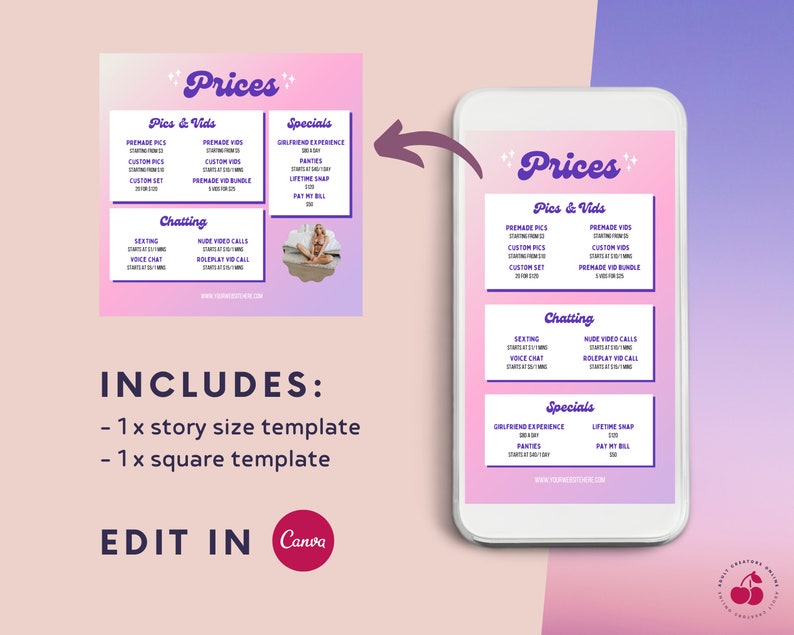 Onlyfans Tipping Menu Template Adult Content Menu Canva - Etsy