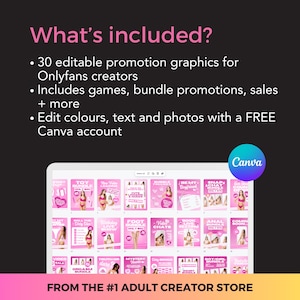 Onlyfans Promotion Graphics: 30 Editable Designs for Creators, Games