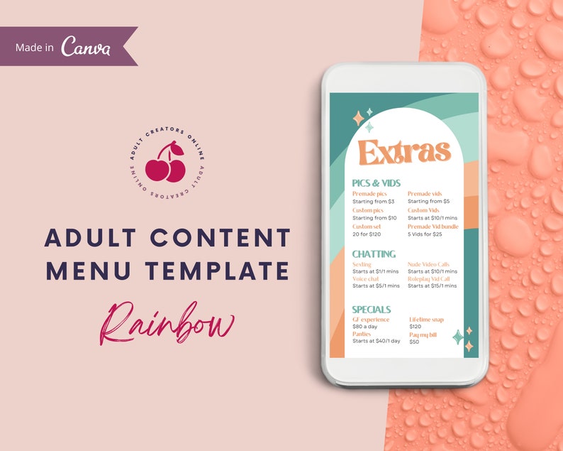 Onlyfans Tipping Menu Template | Adult Content Menu Canva Template | Onlyfans Creator Tip Menu | Twitch Camgirl Snapchat Fansly Tip Menu 