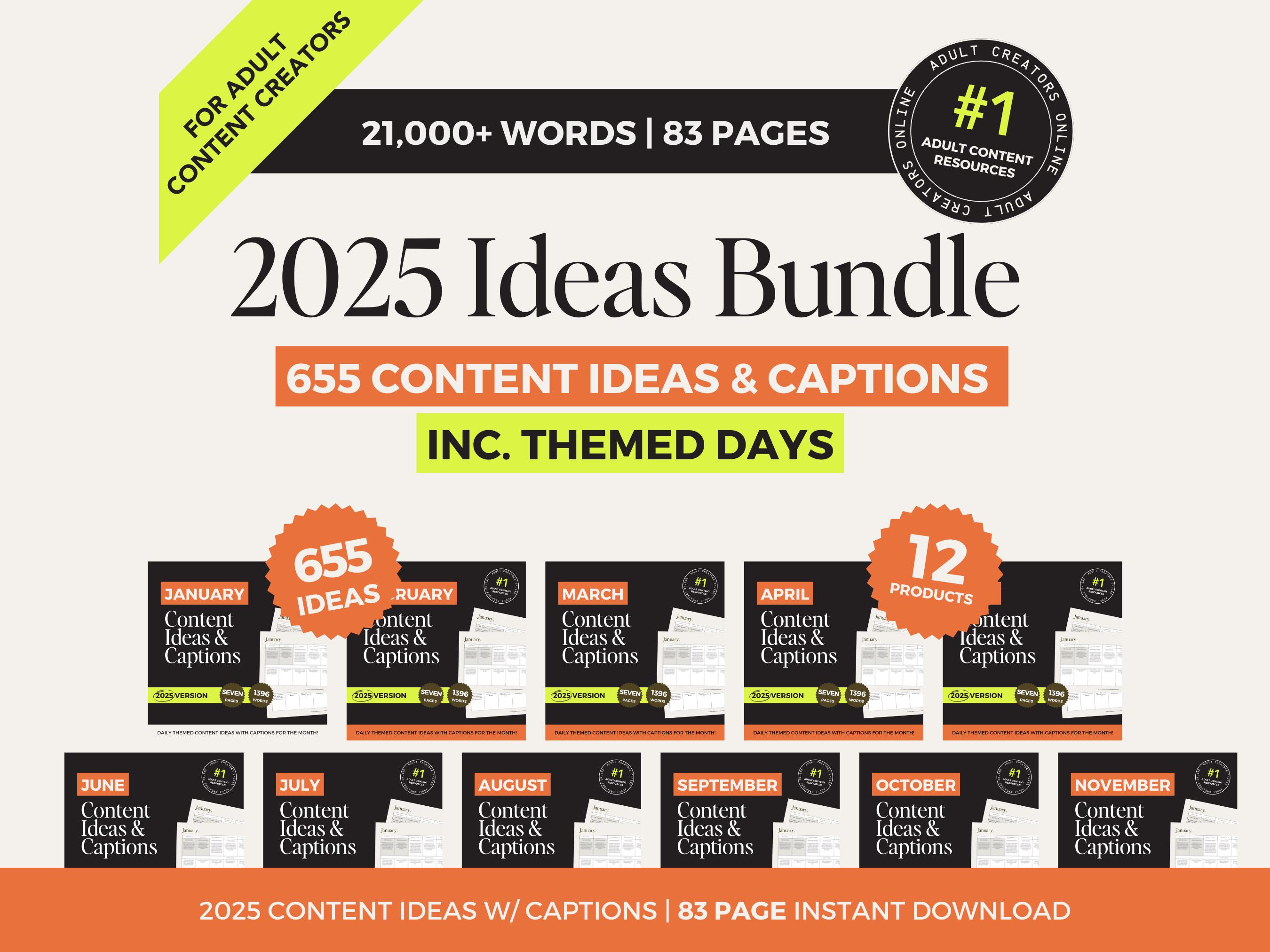 2025 Content Calendar Ideas Bundle, Onlyfans Captions, Onlyfans Ideas, Twitch Camgirl Snapchat Fansly, Content Ideas, Onlyfans Planner
