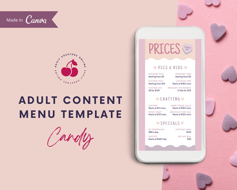 Onlyfans Tipping Menu Template | Adult Content Menu Canva Template | Onlyfans Creator Tip Menu | Twitch Camgirl Snapchat Fansly Tip Menu 