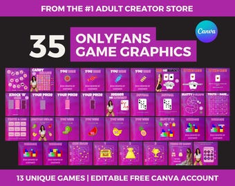 Onlyfans Games Grafik-Bundle - 35 bearbeitbare Canva-Vorlagen für Ersteller von Inhalten für Erwachsene