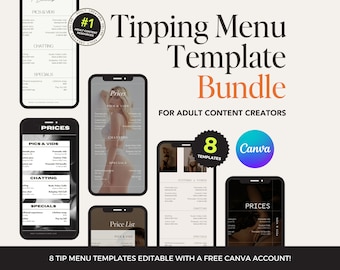 Onlyfans Tipping Menu Bundle | 8 x Trinkgeld Menü Vorlagen | Onlyfans Ersteller-Tipp-Menü | Twitch Camgirl Snapchat Fansly Tipp Menü