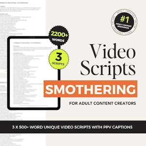 Smothering Video Scripts, Onlyfans Adult Content Creators, Manyvids, Fansly, 3 Scripts, PPV Captions, Onlyfans Captions
