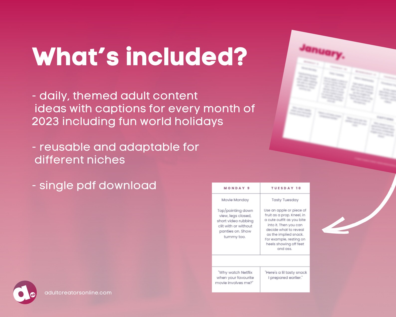 2023 Content Calendar Ideas Bundle Adult Industry Content Etsy