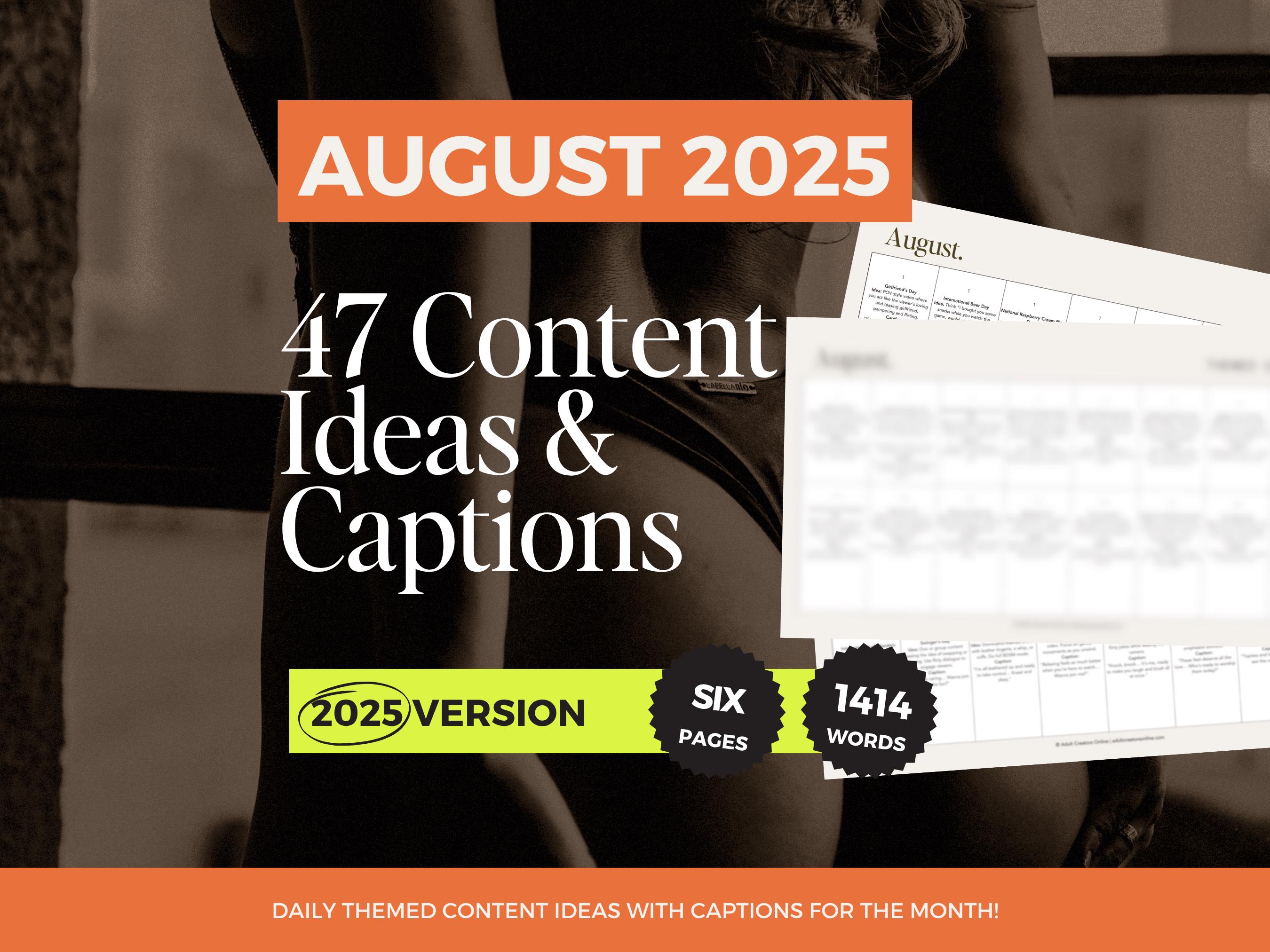 August 2025 OnlyFans Content Calendar – 47 Daily Ideas and Captions for Photos, Videos & PPV