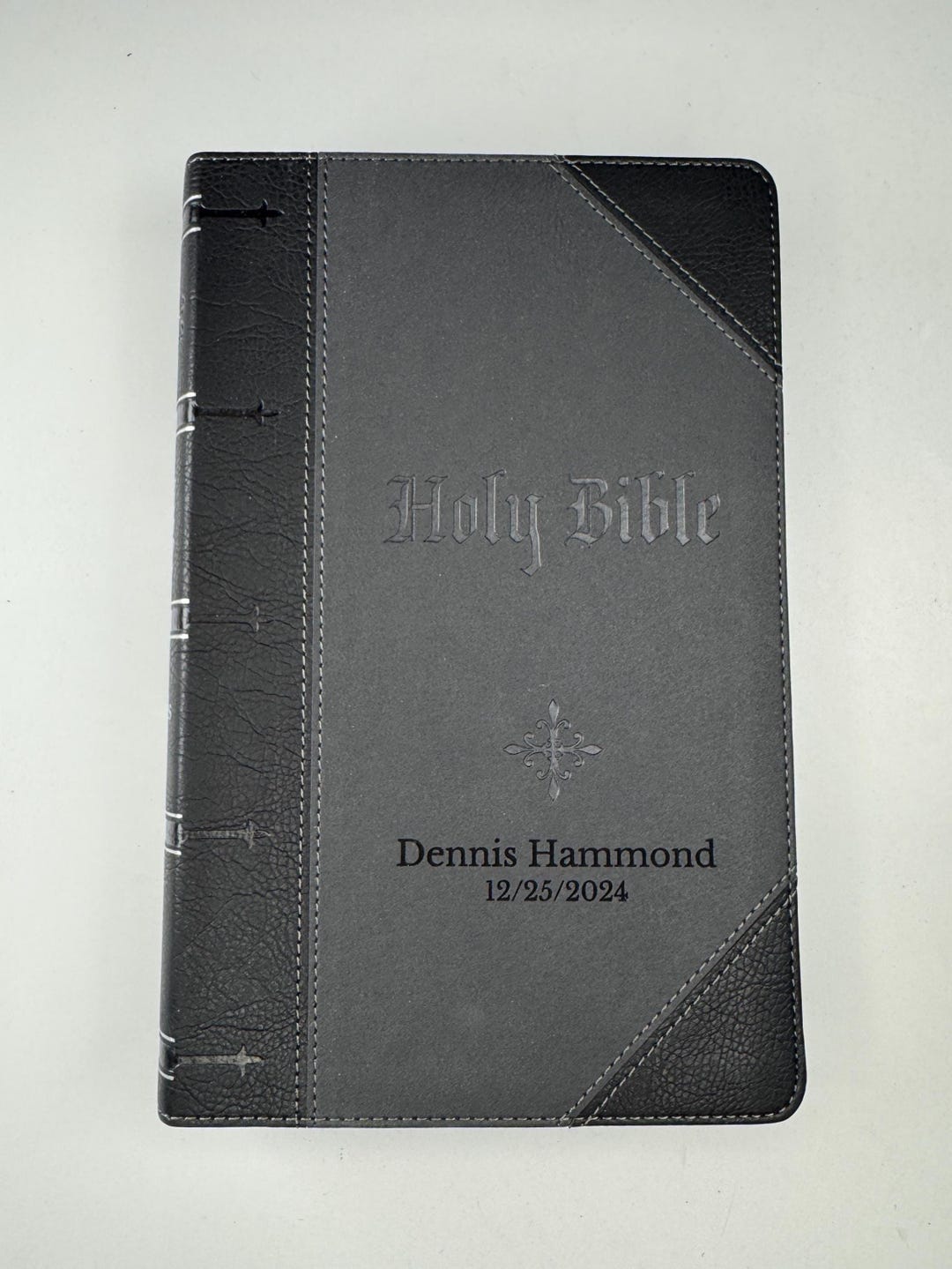 Personalized KJV Bible King James Version, Black and Gray Two-tone Faux ...