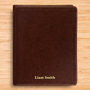 Personalized KJV Bible King James Version - Small Print Journaling Bible - Single Column - Brown Bonded Leather Custom Bible Cover