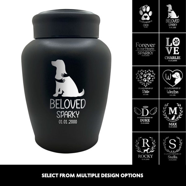 Personalized Pet Urn for Dog Ashes Laser Engraved Dog Urn for Pet Memorial Custom Engraved Urn, Stainless Steel Urn with Airtight Lid, Large