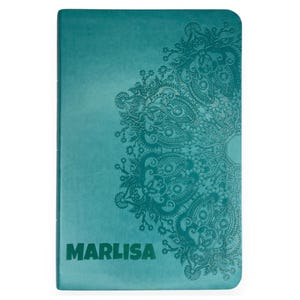 Personalized KJV Bible King James Version, Large Print Bible, Double-Column Format, Teal Faux Leather Bible Cover, Baptism Gift
