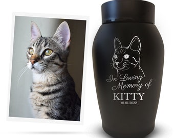 Personalized Pet Urn with Portrait for Cat Memorial Pet Urn with Photo Keepsake Pet Memorial Urn for Ashes Customizable up to 3 Row of Text