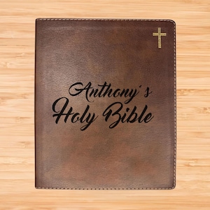 Personalized NIV Bible - Lined Wide Margin Journaling Bible Engraved with Your Name - Brown Faux Leather Custom Bible Cover - Faith Gift