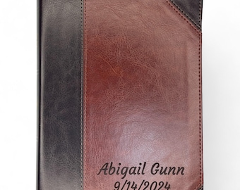 Custom Floral Design Personalized ESV Bible – Black & Brown Faux Leather, Thinline Bibles Gift for Women