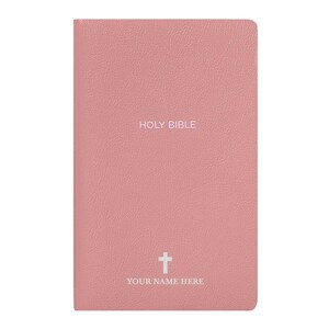Personalized NKJV Bible New King James Version Faux Leather Holy Bible with Custom Name Small Print with Red - Highlighted Verses Pink | Shepherds Shelf - Shepherds Shelf