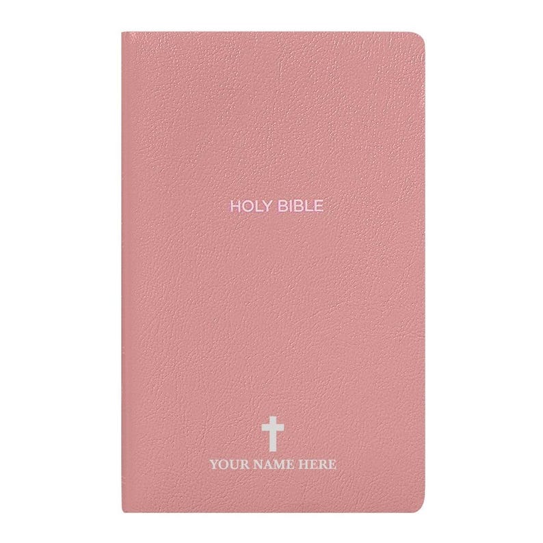 Personalized NKJV Bible New King James Version Faux Leather Holy Bible with Custom Name Small Print with Red - Highlighted Verses Pink | Shepherds Shelf - Shepherds Shelf