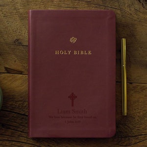 Personalized ESV Bible, English Standard Version with Custom Engraved Text Durable TruTone Custom Bible Cover Great Baptism Gift