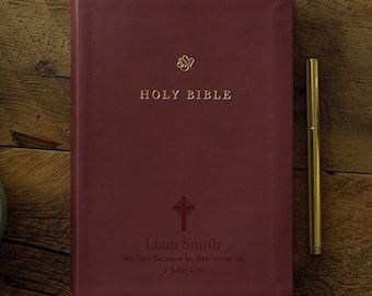 Personalized ESV Bible, English Standard Version with Custom Engraved Text Durable TruTone Custom Bible Cover Great Baptism Gift