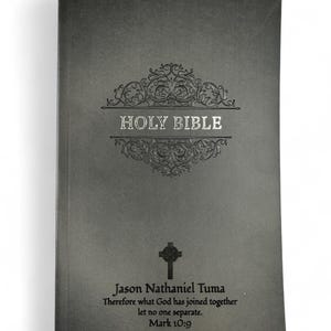 Nouvelle couverture personnalisée de la Bible avec gravure VNI, version internationale, avec jusqu'à 2 rangées de texte, souvenir en similicuir noir