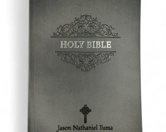 Personalized New International Version NIV Debossed Bible Custom Cover with up to 2 Rows of Text Black Faux Leather Keepsake