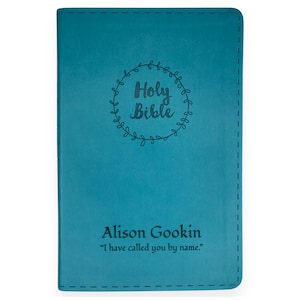 Personalized NIV Bible New International Version - Lightweight Thinline Design Holy Bible - Teal Faux Leather Custom Bible Cover