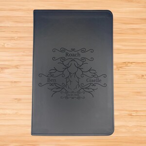 Personalized ESV Thinline Bible with Roots Design - Black Faux Leather Custom Bible Cover - Laser Engraved Bible - Wedding Gift
