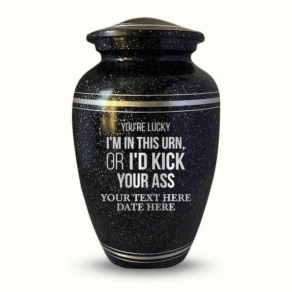 Personalized Urns for Human Ashes, Laser Engraved Aluminum Cremation Urn for Adults, Funny Memorial Keepsake Urn, Distressed Finish