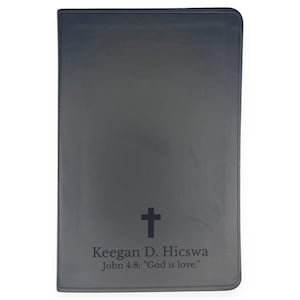 Personalized ESV Bible, English Standard Version Large Print Thinline Holy Bible with Black Trutone Custom Engraved Cover Baptism Bible Gift