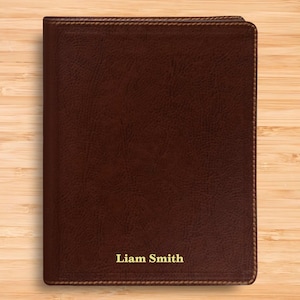 Personalized NKJV Bible New King James Version - Small Print Journaling Bible - Single Column - Brown Bonded Leather Custom Bible Cover