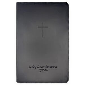 Personalized NLT Bible New Living Translation -  Black Faux Leather Custom Bible Cover -  Great Baptism Gift, Confirmation Gift