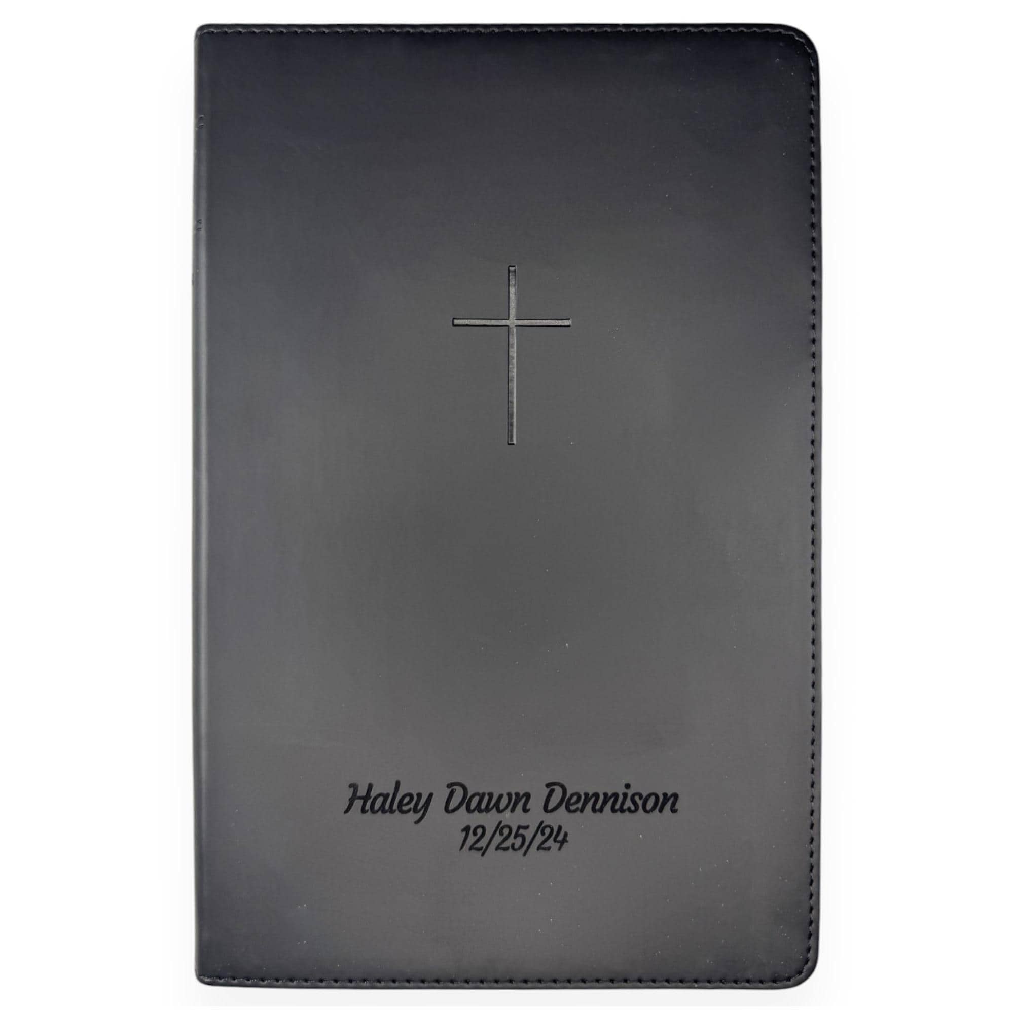 Personalized NLT Bible New Living Translation -  Black Faux Leather Custom Bible Cover -  Great Baptism Gift, Confirmation Gift