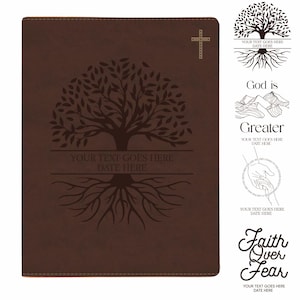 Personalized NIV Bible New International Version with Full Cover Personalization, Journaling Bible, Brown Faux Leather Custom Bible Cover