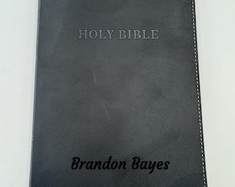 Personalized Bible KJV King James Version Bible Custom Bible Cover with up to 2 Rows of Text Deluxe Faux Leather Cover Great Christian Gift