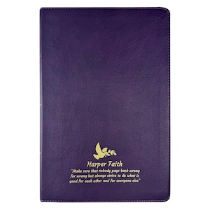 Personalized KJV Bible King James Version - Large Print Thinline Bible - Purple Faux Leather Custom Bible Cover - Baptism Gift - Holy Bible