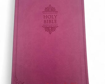 Personalized NIV Thinline Holy Bible Medium Print Size Custom Engraved | Includes Name and Up to 3 Rows of Text on Faux Leather Cover PInk