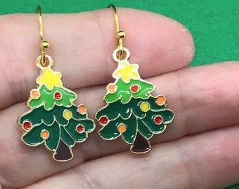 Christmas Earrings, Christmas Tree Earrings, Holiday Earrings,  Christmas Jewelry, Cute Christmas Earrings, Cute Christmas Tree Earrings