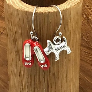 Wizard of Oz Earrings: Dorothy&#39;s Ruby Slippers and Toto Mismatched Earrings