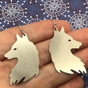 Wolf Earrings, Wolf Jewelry, Animal Earrings, Animal Jewelry, Large Wolf Earrings, Minimalist Wolf Earrings, Gift for Wolf Lover, Wolf Gift