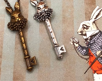 Alice in Wonderland Necklace, White Rabbit Necklace, Alice in Wonderland Jewelry,  White Rabbit Jewelry, Alice in Wonderland Gift, Necklace