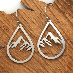 Mountain Earrings, Mountain Jewelry, Nature Earrings, Nature Jewelry, Hiking Earrings, Hiking Jewelry, Outdoor Earrings, Outdoor Jewelry