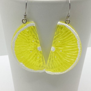 Lemon Earrings, Lemon Wedge Earrings, Fruit Earrings, Quirky Earrings, Lemon Jewelry, Kitschy Earrings, 3D Lemon Earrings, Citrus Earrings