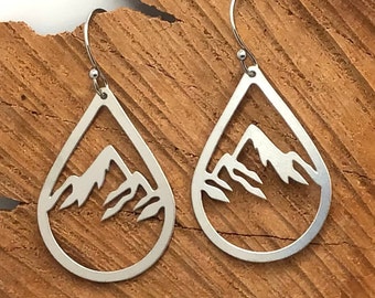 Mountain Earrings, Mountain Jewelry, Nature Earrings, Nature Jewelry, Hiking Earrings, Hiking Jewelry, Outdoor Earrings, Outdoor Jewelry