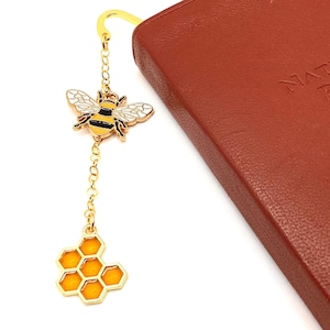 Enamel Honeybee Bookmark: Bee & Honeycomb Book Hook