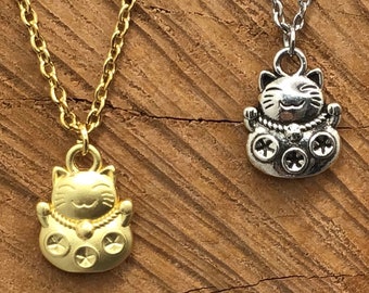 Maneki Neko Necklace, Lucky Cat Necklace, Fortune Cat Necklace, Cat Necklace, Lucky Cat Jewelry, Cute Cat Necklace, Maneki Neko Gift, Neko