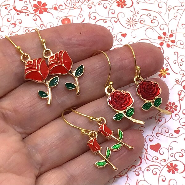 Flower Earrings, Flower Jewelry, Rose Earrings, Rose Jewelry, Cute Rose Earrings, Mother’s Day Earrings, Mismatched Rose Earrings, Rosebuds
