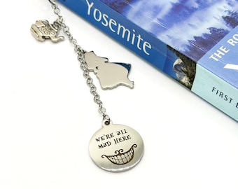 Alice In Wonderland Bookmark, We’re All Mad Here Bookmark, Gift for Reader, Gift for Book Lover, Alice in Wonderland Fan, Gift for Bookworm
