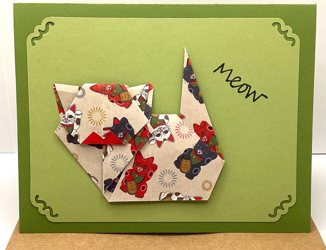 Cat Note Card Set, 4 Handmade Origami Cat Notecards - Etsy