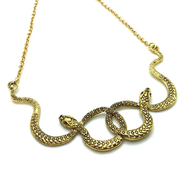 Snake Necklace, Snake Jewelry, Snake Choker, Snake Collar Necklace, Double Snake Necklace, Serpent Necklace, Medusa Necklace, Snake Goddess