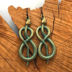 Snake Earrings, Snake Jewelry, Serpent Earrings, Vintage Snake Earrings, Long Snake Earrings, Spiritual Jewelry, Witchy Serpent Earrings